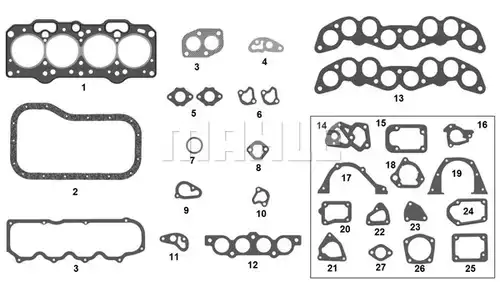 пълен комплект гарнитури, двигател METAL LEVE J&RM-2328/4