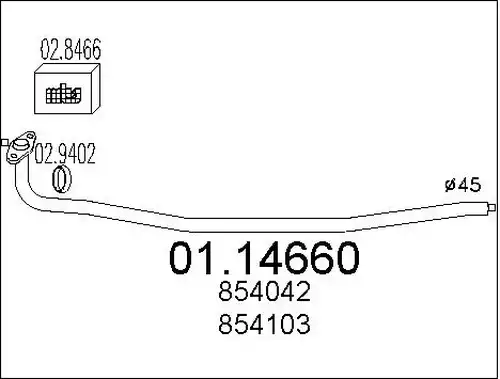 изпускателна тръба MTS 01.14660