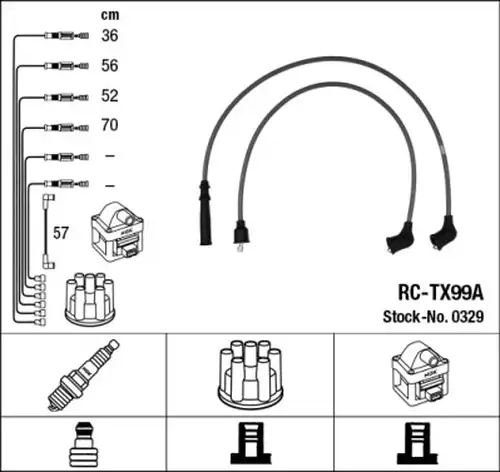 комплект запалителеи кабели NGK 0329