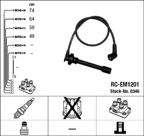 комплект запалителеи кабели NGK 0346