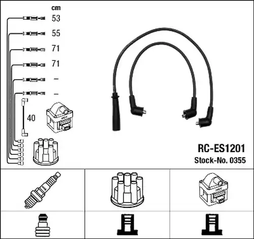 комплект запалителеи кабели NGK 0355