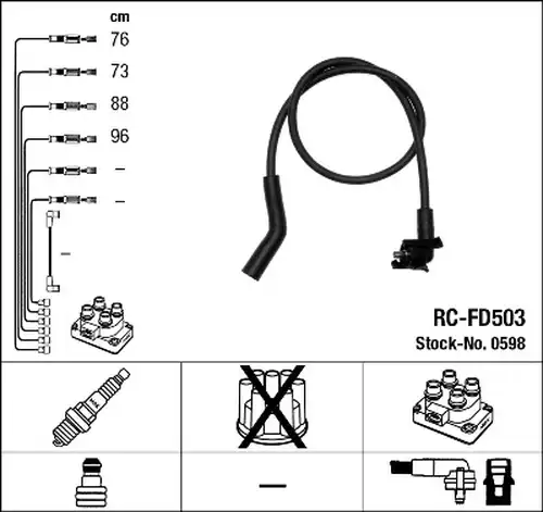 комплект запалителеи кабели NGK 0598