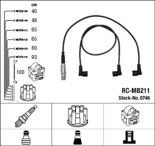 комплект запалителеи кабели NGK 0746