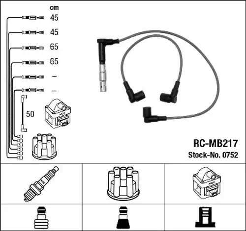 комплект запалителеи кабели NGK 0752