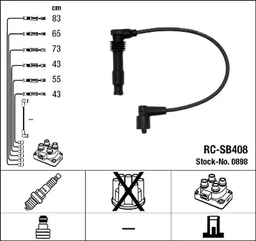 комплект запалителеи кабели NGK 0898