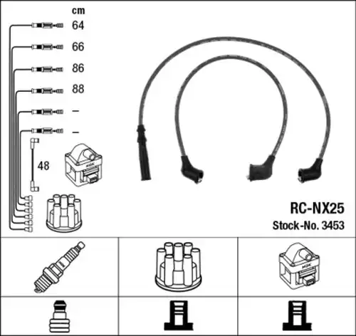 комплект запалителеи кабели NGK 3453