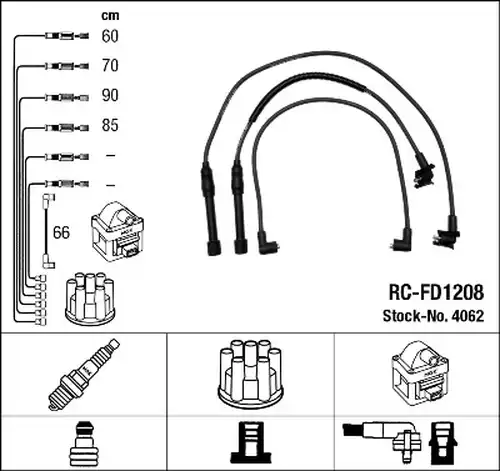 комплект запалителеи кабели NGK 4062