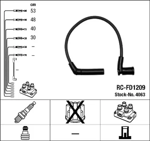 комплект запалителеи кабели NGK 4063