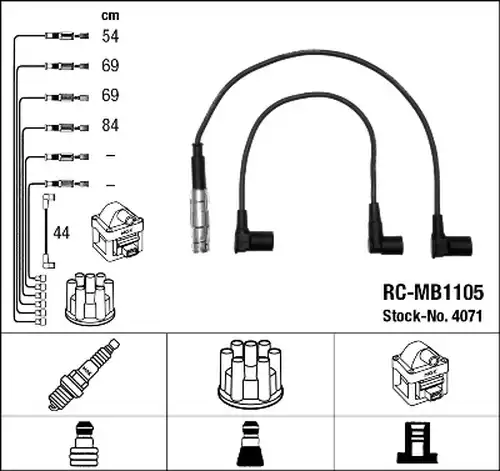 комплект запалителеи кабели NGK 4071