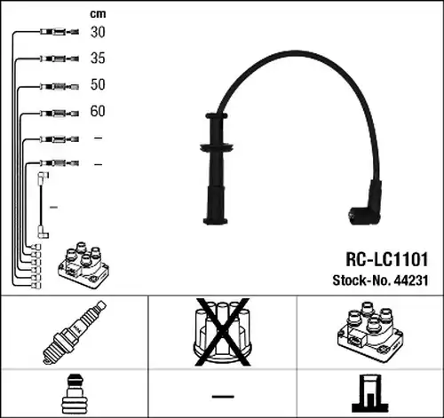 комплект запалителеи кабели NGK 44231