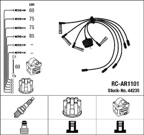 комплект запалителеи кабели NGK 44235