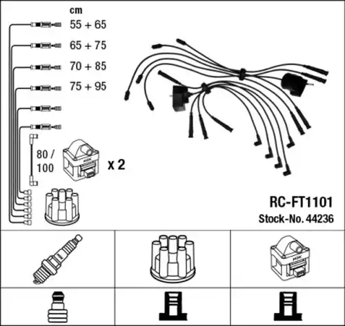комплект запалителеи кабели NGK 44236