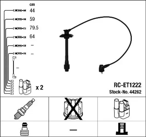 комплект запалителеи кабели NGK 44262