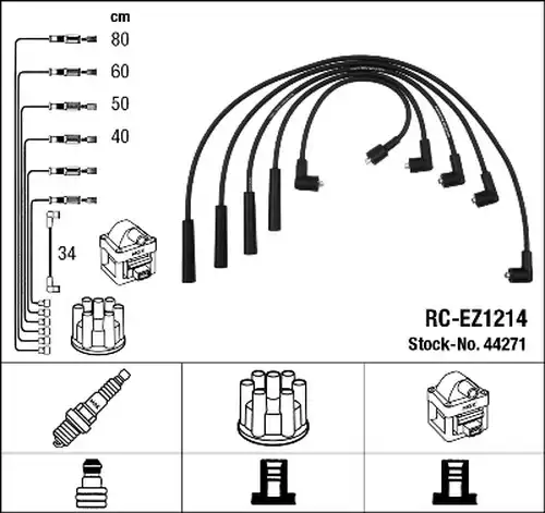 комплект запалителеи кабели NGK 44271