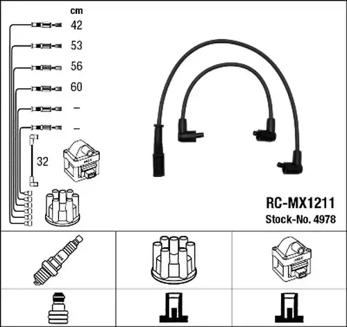 комплект запалителеи кабели NGK 4978