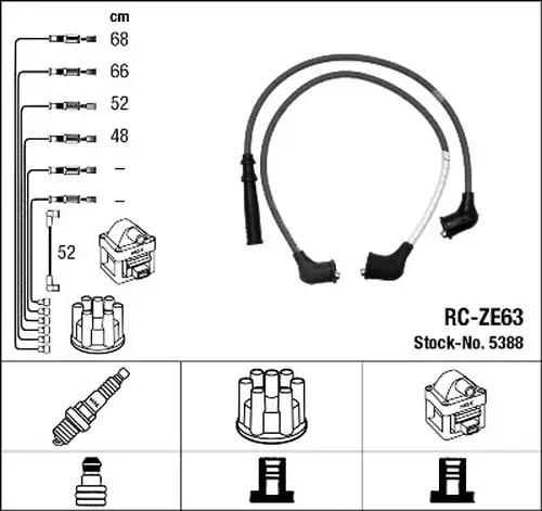 комплект запалителеи кабели NGK 5388