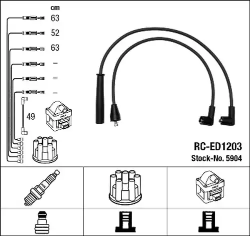 комплект запалителеи кабели NGK 5904