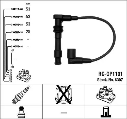 комплект запалителеи кабели NGK 6307