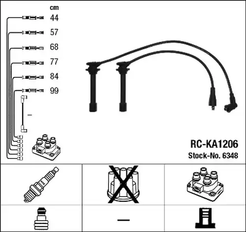 комплект запалителеи кабели NGK 6348