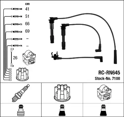 комплект запалителеи кабели NGK 7108