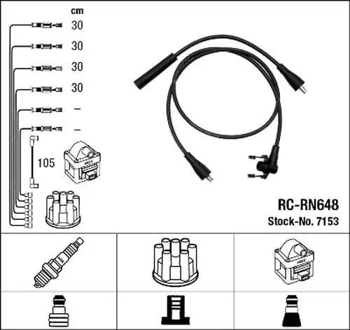 комплект запалителеи кабели NGK 7153