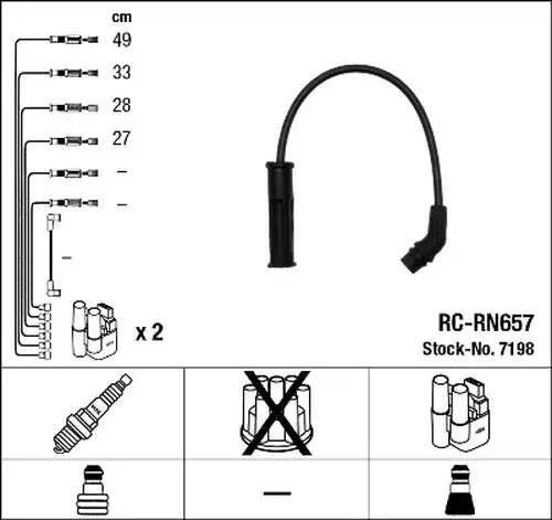 комплект запалителеи кабели NGK 7198