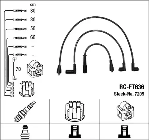 комплект запалителеи кабели NGK 7205