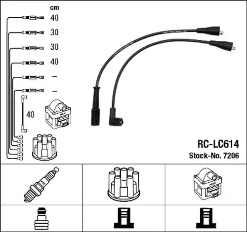 комплект запалителеи кабели NGK 7206