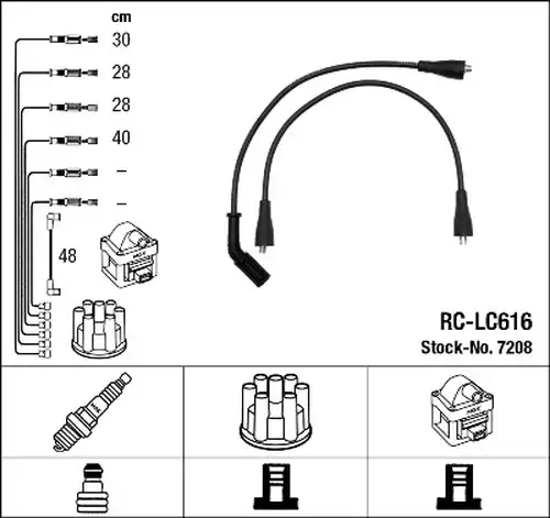 комплект запалителеи кабели NGK 7208
