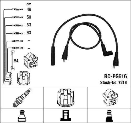 комплект запалителеи кабели NGK 7216