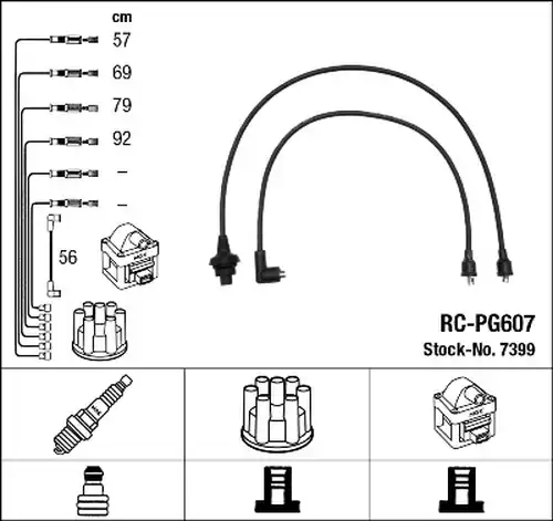 комплект запалителеи кабели NGK 7399