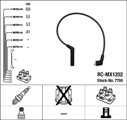 комплект запалителеи кабели NGK 7700
