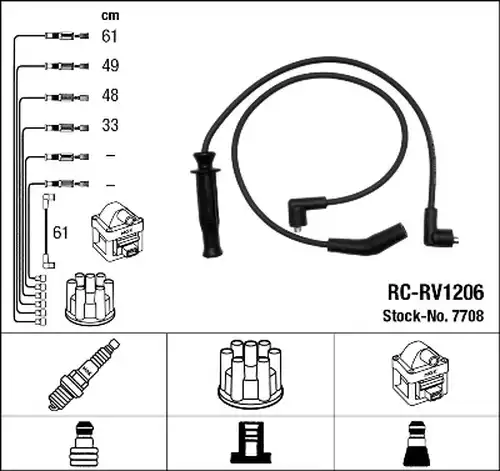комплект запалителеи кабели NGK 7708