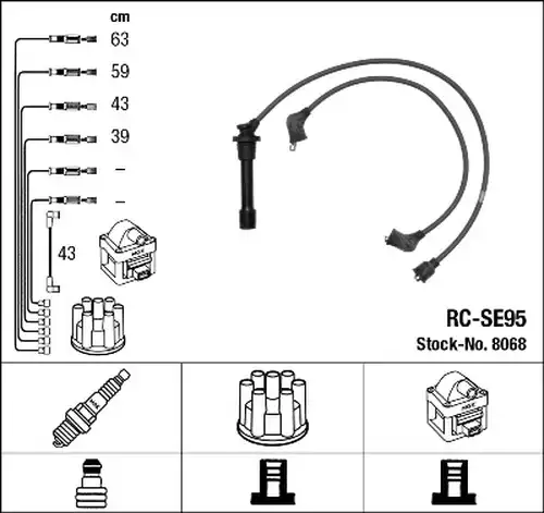 комплект запалителеи кабели NGK 8068