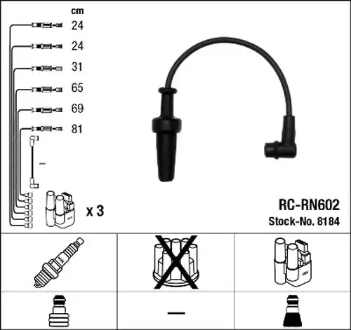 комплект запалителеи кабели NGK 8184