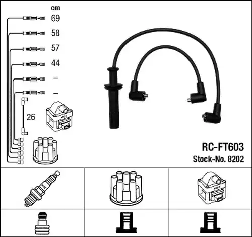 комплект запалителеи кабели NGK 8202