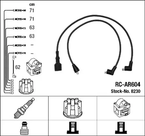 комплект запалителеи кабели NGK 8230