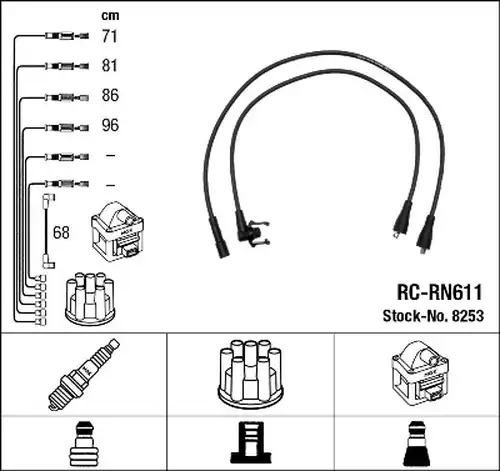 комплект запалителеи кабели NGK 8253