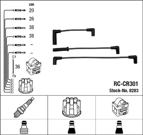комплект запалителеи кабели NGK 8283