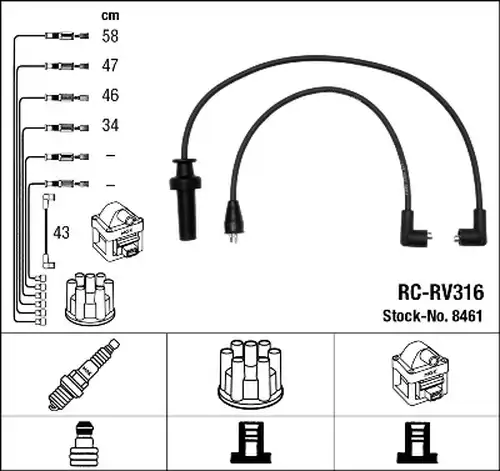 комплект запалителеи кабели NGK 8461