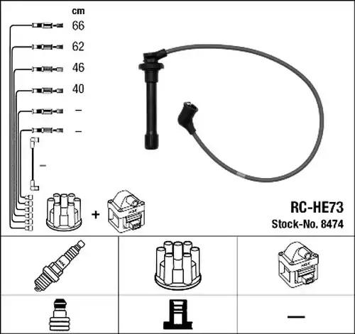 комплект запалителеи кабели NGK 8474