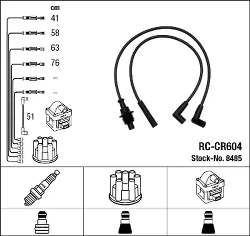 комплект запалителеи кабели NGK 8485