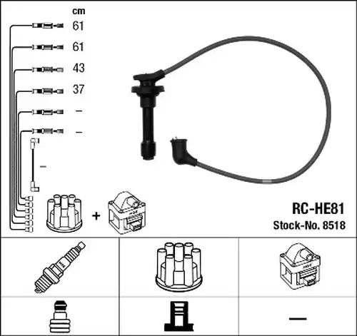 комплект запалителеи кабели NGK 8518