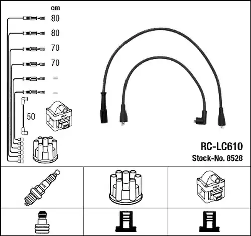 комплект запалителеи кабели NGK 8528