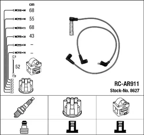 комплект запалителеи кабели NGK 8627