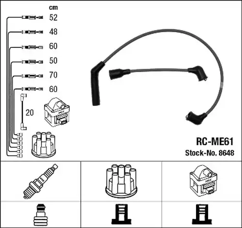 комплект запалителеи кабели NGK 8648