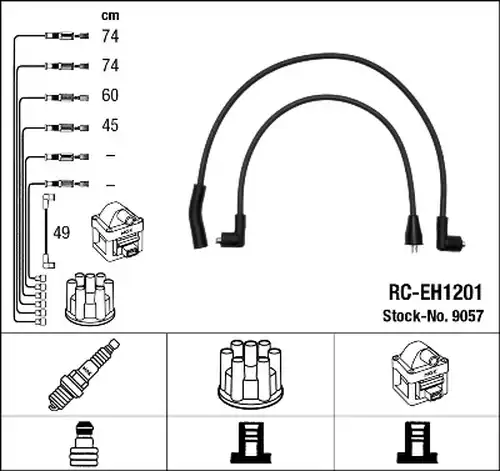 комплект запалителеи кабели NGK 9057