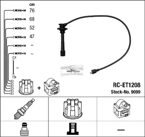 комплект запалителеи кабели NGK 9099