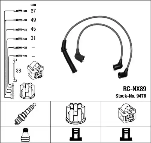 комплект запалителеи кабели NGK 9478