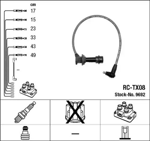 комплект запалителеи кабели NGK 9692